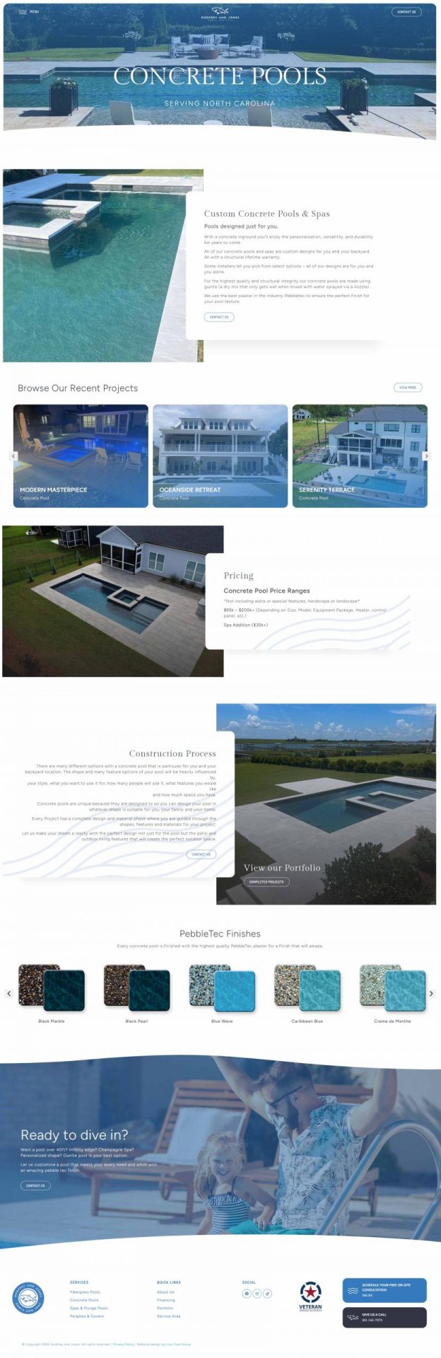 Godfrey and Jones concrete pool web page
