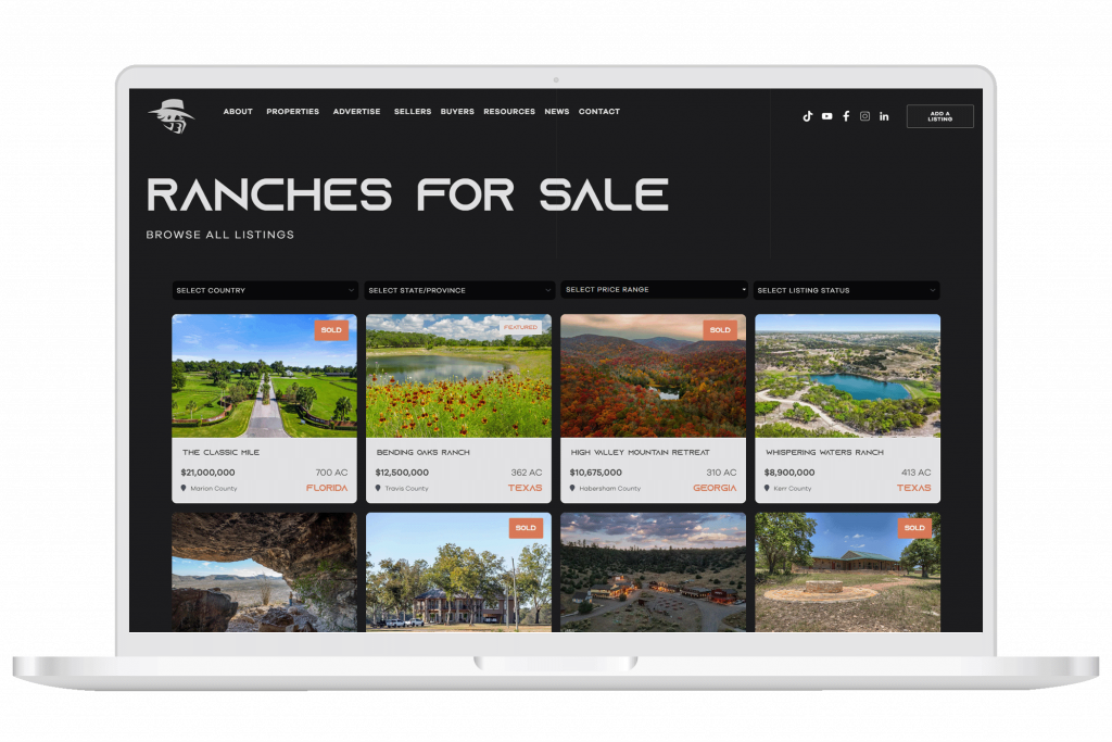 James Bigley Ranches for sale page screen