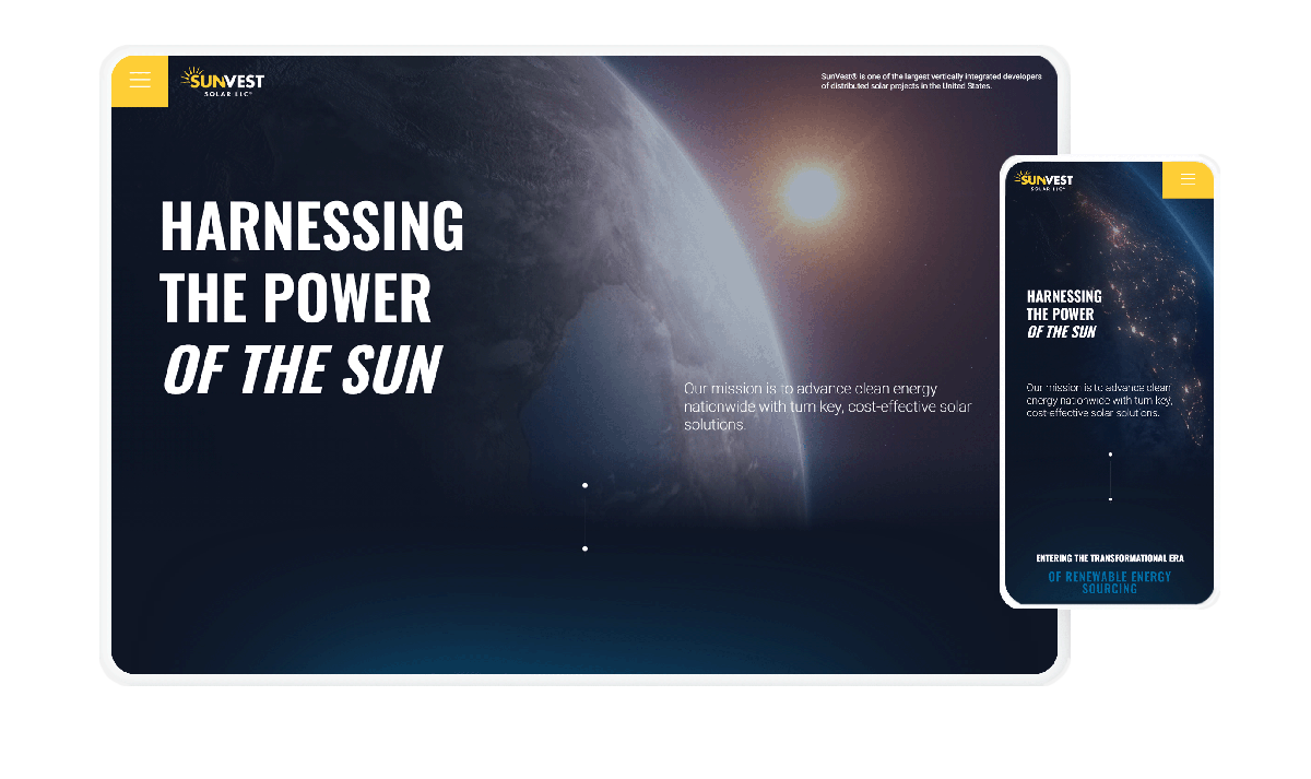 Sunvest website on tablet and phone