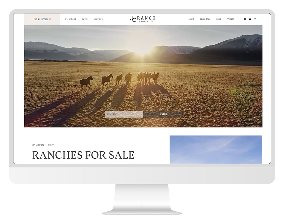 UC Ranch Properties website on desktop