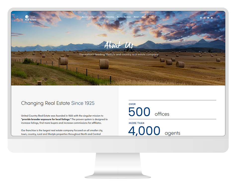 United Country Real Estate website on desktop