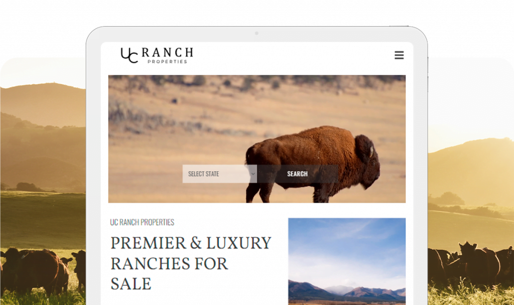 UC Ranch properties website on tablet