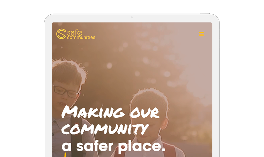 Safe communities website on tablet